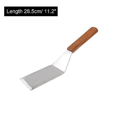 Wood Handle Stainless Steel Smooth Wide Spatula 11.2" Long Silver Tone And Brown