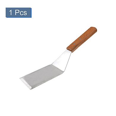 Wood Handle Stainless Steel Smooth Wide Spatula 11.2" Long Silver Tone And Brown