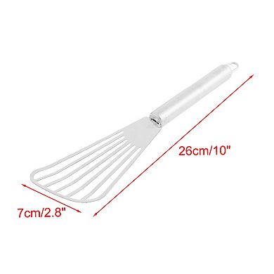 2pcs Stainless Steel Cooking Spatula Frying Fish Slotted Pancake Turner Silver Tone