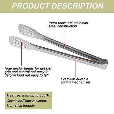 Kitchen Steak Pliers Barbecue Supplies Buffet Clips Food Utility Tongs 2Pcs Silver Tone