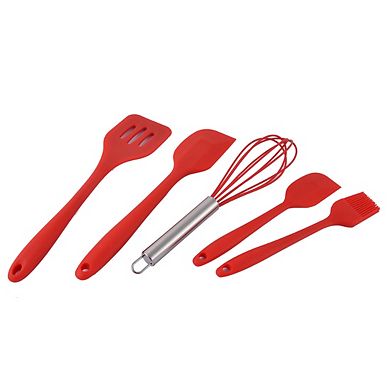 Silicone Heat Resistant Spatula Brush Whisk Baking Tool Utensil Set 5 in 1