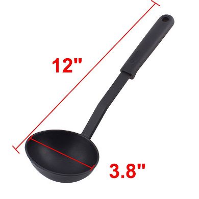 Household Kitchenware Tableware Plastic Soup Sauce Ladle Spoon Hanging Black