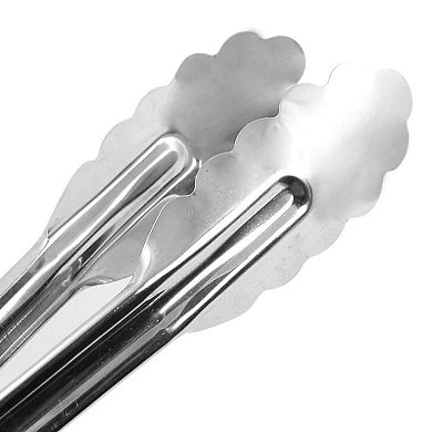 Metal Clip Bbq Barbecue Buffet Meat Bread Food Locking Tongs 3pcs Silver Tone