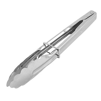 Metal Clip Bbq Barbecue Buffet Meat Bread Food Locking Tongs 3pcs Silver Tone