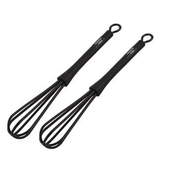Home Cake Shop Kitchenware Plastic Nonslip Handle Egg Beater Whisk 2 pc Black