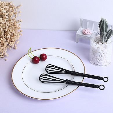 Home Cake Shop Kitchenware Plastic Nonslip Handle Egg Beater Whisk 2 Pcs Black