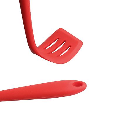 Silicone Slotted Design Non-stick Pancake Turner Spatula Cooking Tool Red