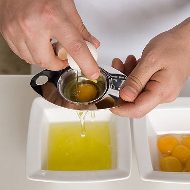 Egg Separator Stainless Steel Egg Yolk Separator Kitchen Baking Tool Egg Shape Silver Tone