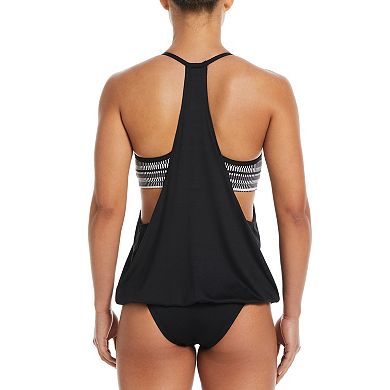 Women's Nike Digi Stripe Layered Tankini Swim Top