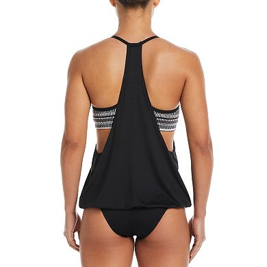 Women's Nike Digi Stripe Layered Tankini Swim Top