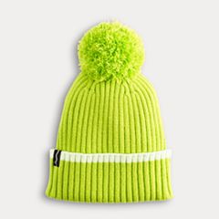 Cuff Pom Pom Stripe Knit Beanie, Premium Plain Skull Slouch Hat Cap, Hunter  Green & Gold, 12 Set