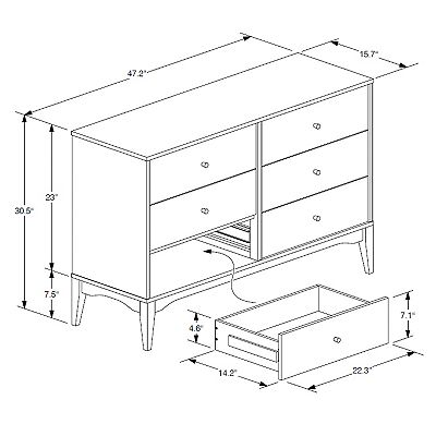 Landis Mid-Century Modern Ash Walnut Finished Wood 6-Drawer Dresser - Baxton Studio