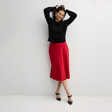 Women's Nine West Shiny Crewneck Sweater