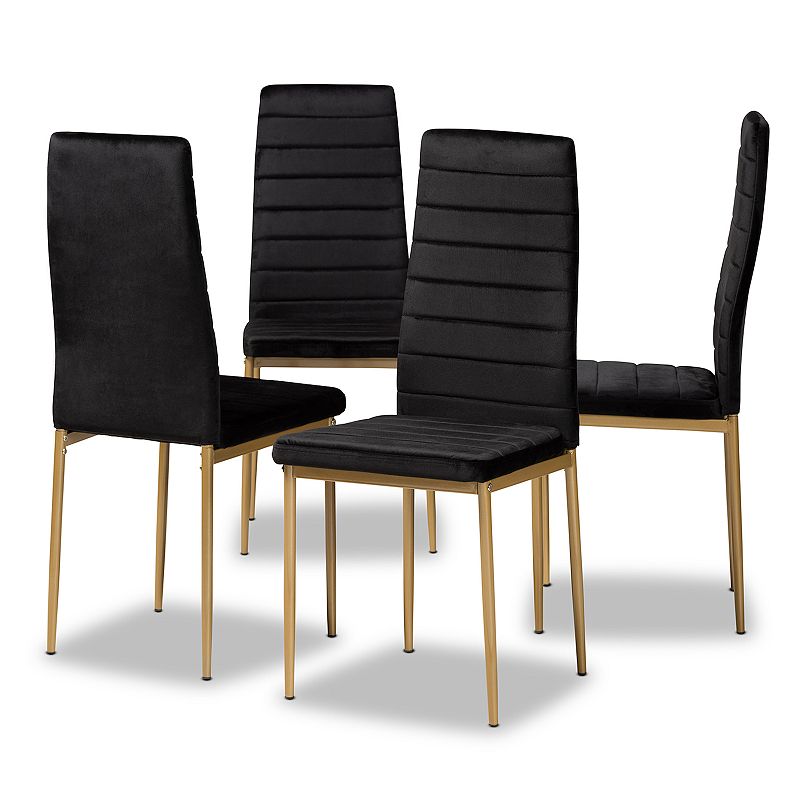 Baxton Studio Armand Dining Chair 4-piece Set, Black