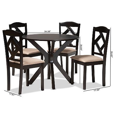 Baxton Studio Carlin Dining Table & Chairs 5-piece Set