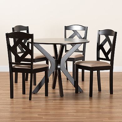 Baxton Studio Carlin Dining Table & Chairs 5-piece Set