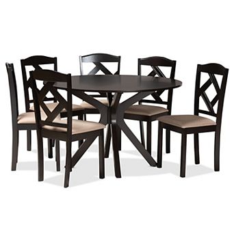 Baxton Studio Carlin Dining Table & Chairs 7 pc Set