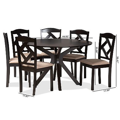 Baxton Studio Carlin Dining Table & Chairs 7-piece Set