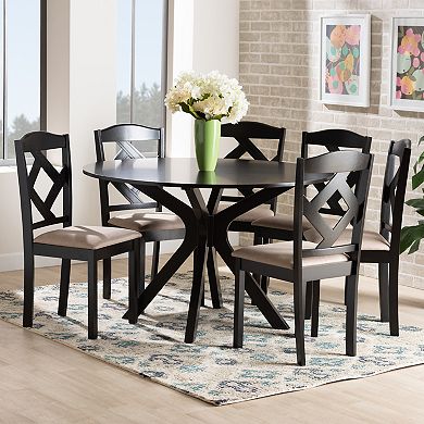 Baxton Studio Carlin Dining Table & Chairs 7-piece Set