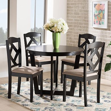 Baxton Studio Morigan Dining Table & Chairs 5-piece Set