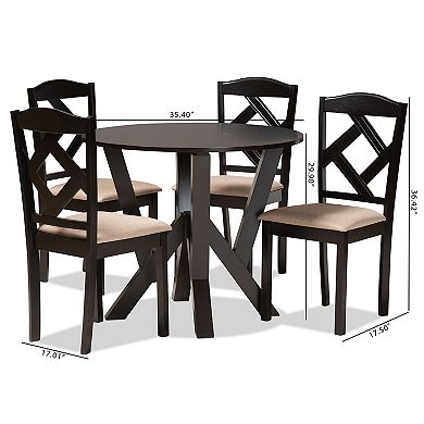 Baxton Studio Riona Dining Table & Chairs 5-piece Set
