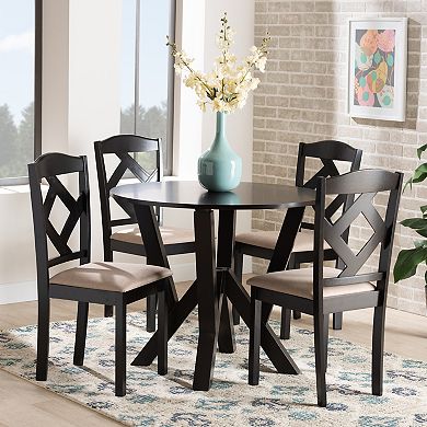 Baxton Studio Riona Dining Table & Chairs 5-piece Set