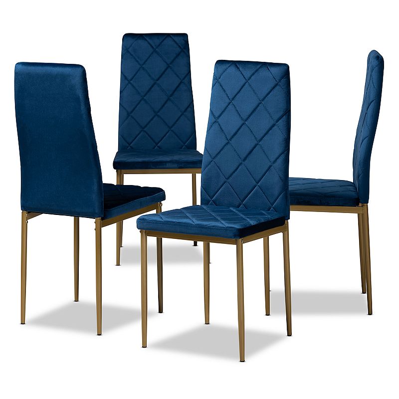 Baxton Studio Blaise Velvet Dining Chair 4-Piece Set, Blue