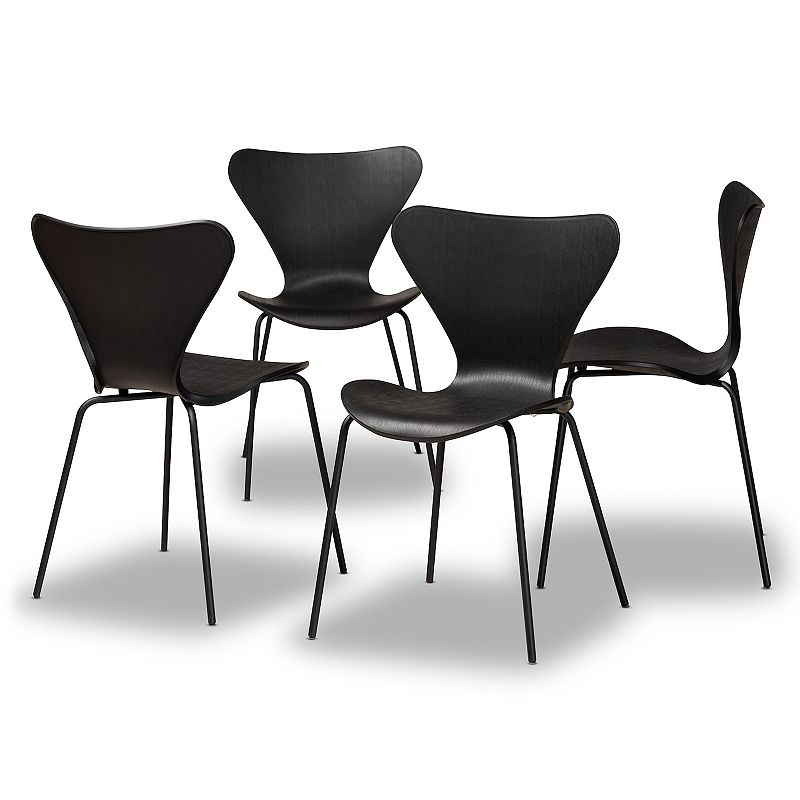 Baxton Studio Jaden Dining Chair 4-Piece Set, Black