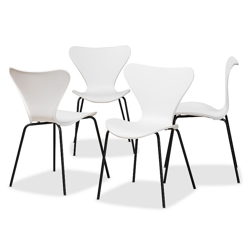 Baxton Studio Jaden Dining Chair 4-Piece Set, White