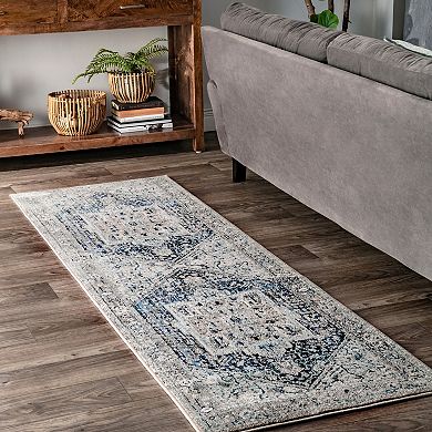 nuLOOM Harriet Distressed Medallion Area Rug or Runner