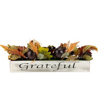 Northlight 24 in Autumn Harvest 3 pc Candle Holder in a Rustic Wooden Box Centerpiece