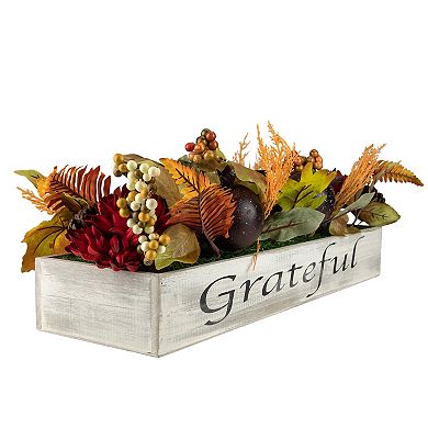Northlight 24-in. Autumn Harvest 3-Piece Candle Holder in a Rustic Wooden Box Centerpiece