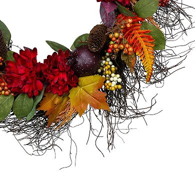 Northlight Artificial Mums Fall Harvest Floral Wreath
