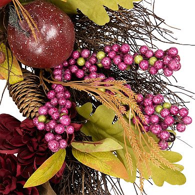 Northlight Artificial Mums Fall Harvest Floral Wreath