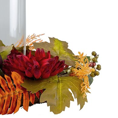 Northlight Artificial Mums Pomegranate Fall Candle Holder Centerpiece Table Decor
