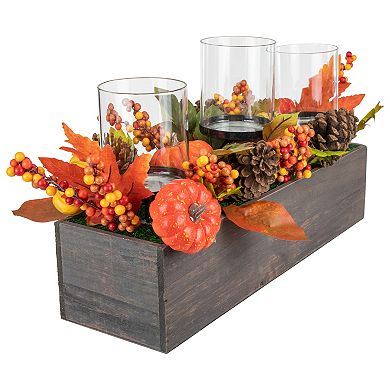 Northlight Artificial Pumpkin Berry Fall Triple Candle Holder Table Decor