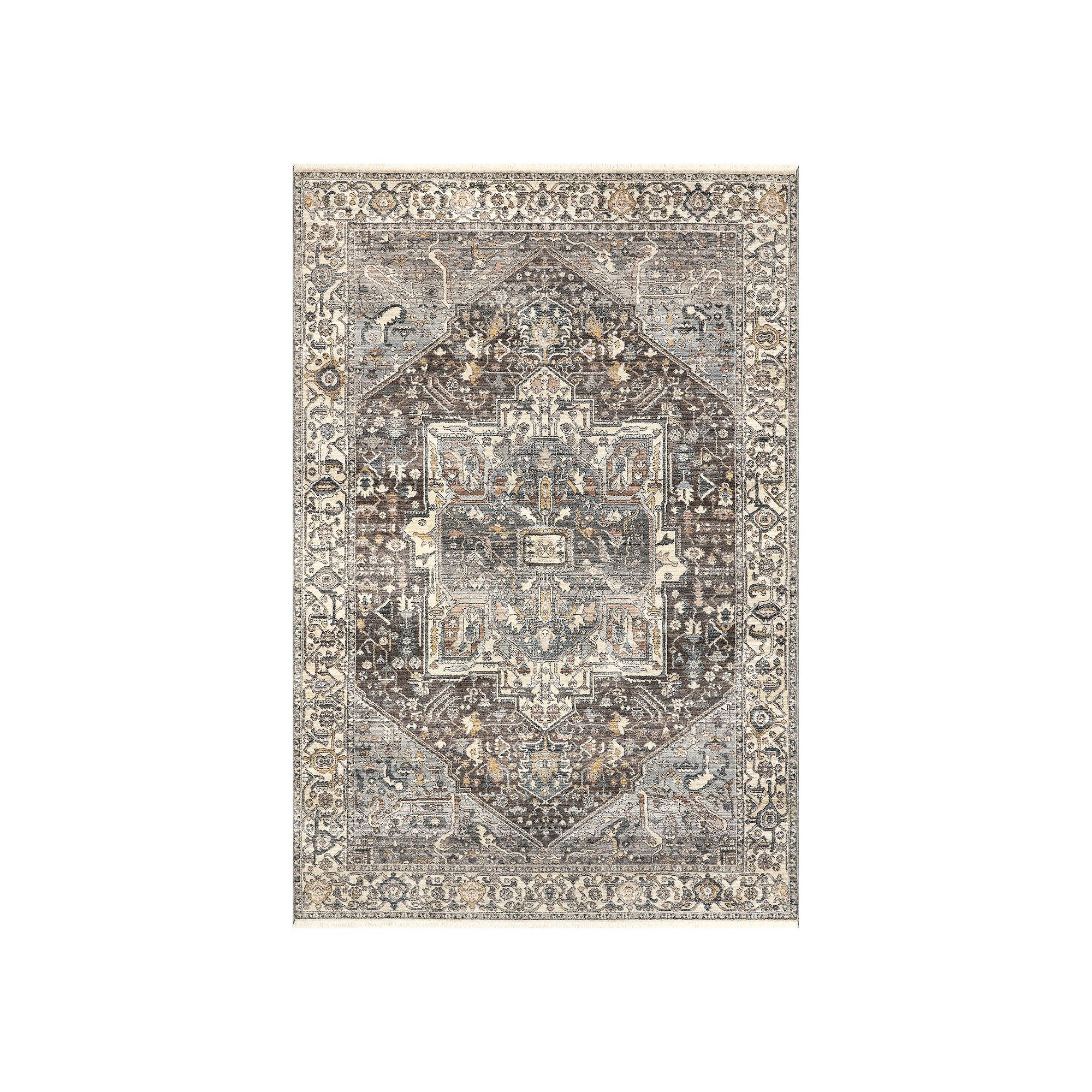 nuLOOM Harriet Ornate Medallion Fringe Area Rug, Dark Gray