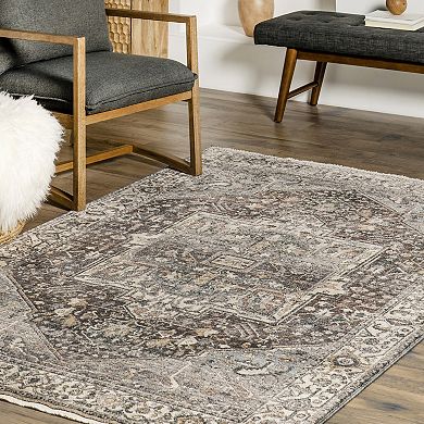 nuLOOM Harriet Ornate Medallion Fringe Area Rug