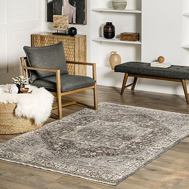 nuLOOM Harriet Ornate Medallion Fringe Area Rug