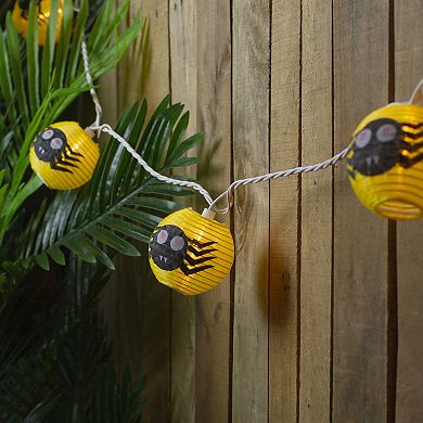 Northlight 10-Count Yellow & Black Spider Paper Lantern Halloween Lights - 8.5' White Wire