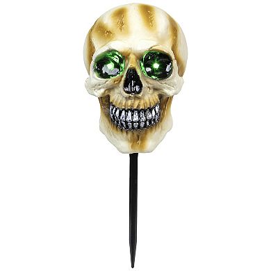 Northlight Light-Up Spooky Skeleton Head Halloween Pathway Garden Stake 3-piece Set