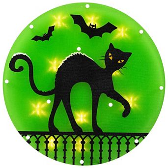 Northlight 13.75" Lighted Black Cat Halloween Window Silhouette