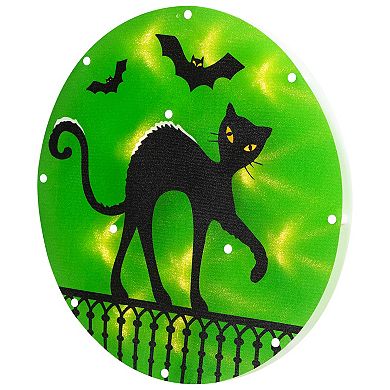 Northlight 13.75" Lighted Black Cat Halloween Window Silhouette