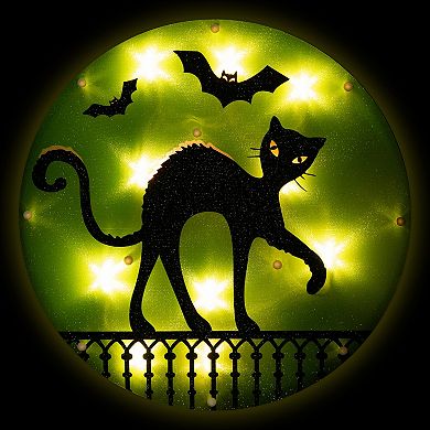 Northlight 13.75" Lighted Black Cat Halloween Window Silhouette