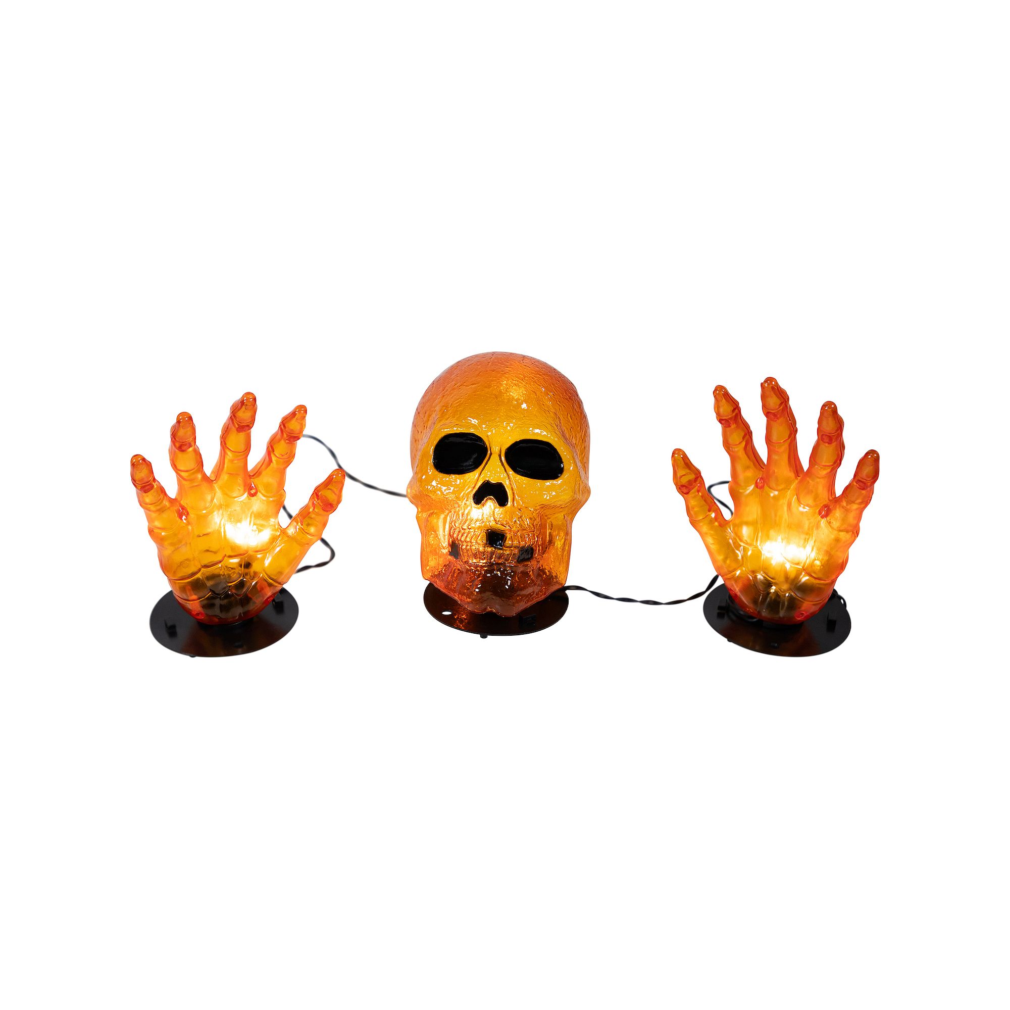 Northlight Light-Up Orange Skull & Hands Outdoor Halloween Floor Decor