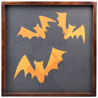 Northlight 15.75" Framed Halloween Wall Decor with Orange Bat Silhouettes