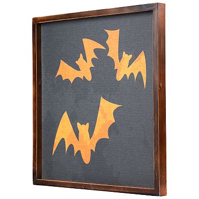 Northlight 15.75" Framed Halloween Wall Decor with Orange Bat Silhouettes