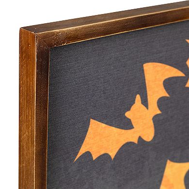 Northlight 15.75" Framed Halloween Wall Decor with Orange Bat Silhouettes