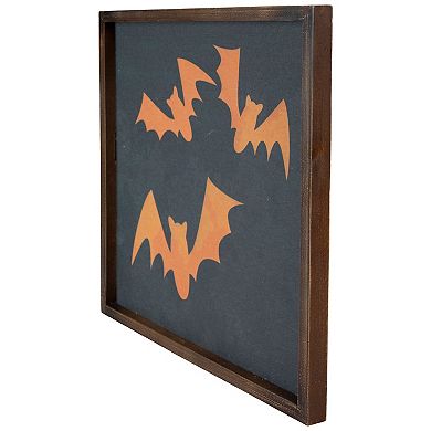 Northlight 15.75" Framed Halloween Wall Decor with Orange Bat Silhouettes