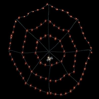 Northlight 5ft. Lighted Orange and Black Spider in Web Halloween Decoration Black Wire